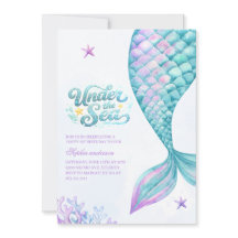 Unter dem Meer Meerjungfrau Wasserfarbe 1. Geburts