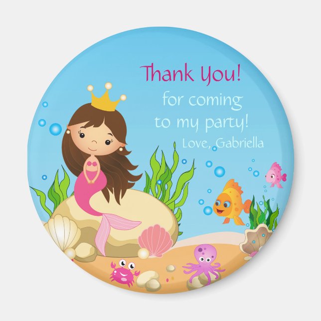 Unter dem Meer Mermaid Birthday Danke Magnet (Vorne)