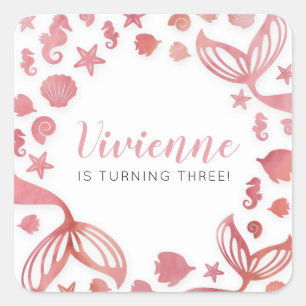 Unter dem Meer Mermaid Geburtstag Quadratischer Aufkleber