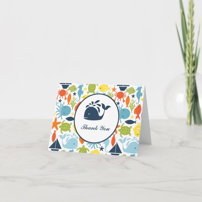 Unter dem Meer, Nautical Baby Dusche Vielen Dank. Dankeskarte (Vorderseite)