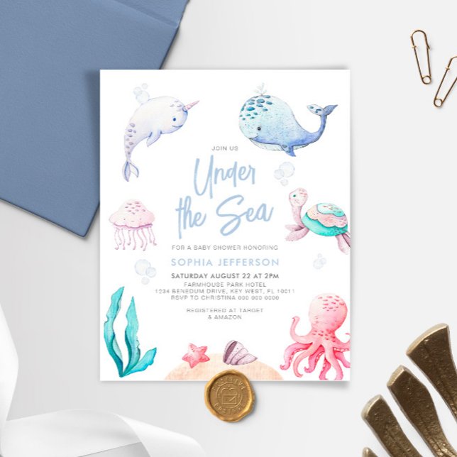 Unter dem Meer Nautical Baby Shower Einladung (Von Creator hochgeladen)