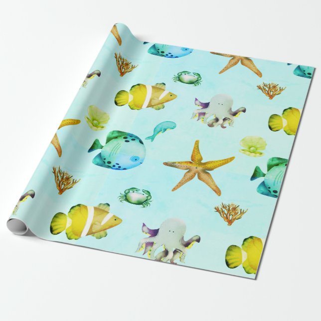 Unter dem Meer Niedliche Kreaturen Geschenkpapier (Ungerollt)