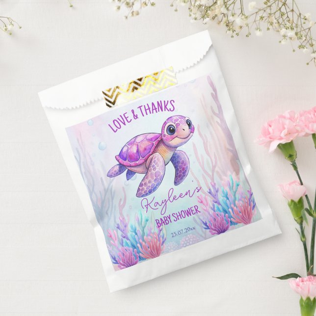 Unter dem Meer niedliche Schildkröte Pink Babydusc Geschenktütchen (Versiegelt)