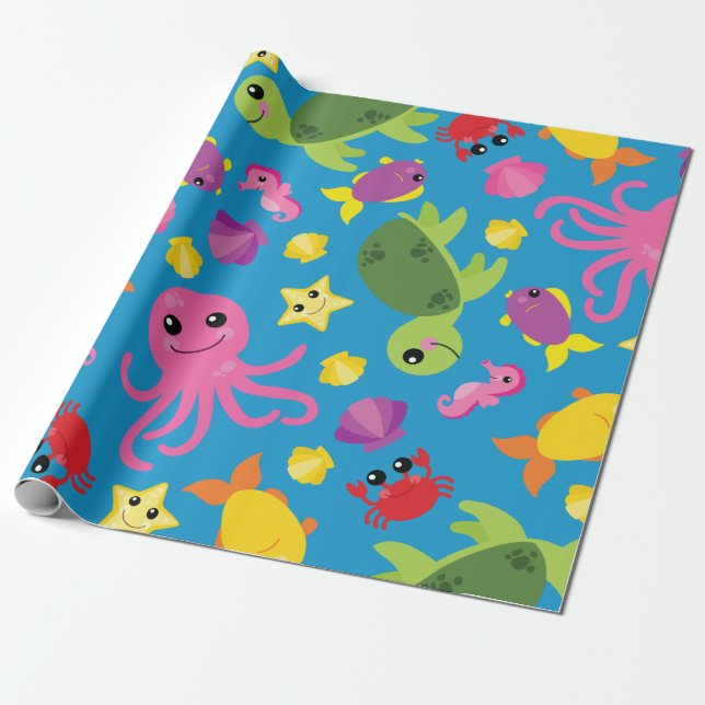 Unter dem Meer Niedliches 1. Geburtstagspapier Geschenkpapier (Ungerollt)