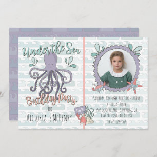 Unter dem Meer Octopus Geburtstagsparty Picture In Einladung