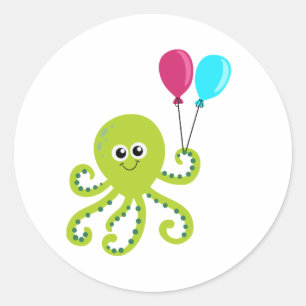 Unter dem Meer Oktopus Geburtstag Runder Aufkleber