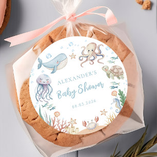 Unter dem Meer Ozean-Tiere Baby-Party Runder Aufkleber