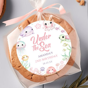 Unter dem Meer Ozean-Tiere Geburtstag Runder Aufkleber