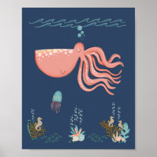 Unter dem Meer Ozean Tiere Oktopus Kinderzimmer Po Poster