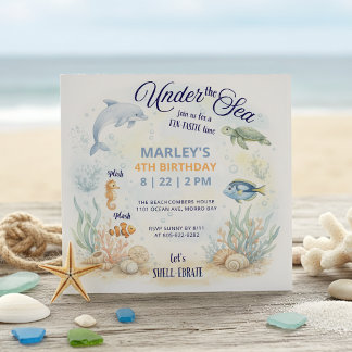Unter dem Meer Ozean-Tiere Strand Geburtstag Einladung