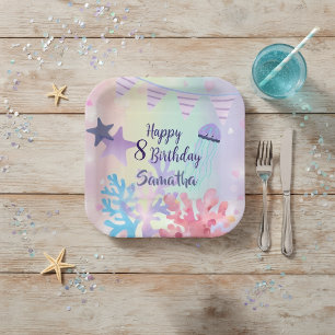 Unter dem Meer Papier Teller Rosa Lila Geburtstag