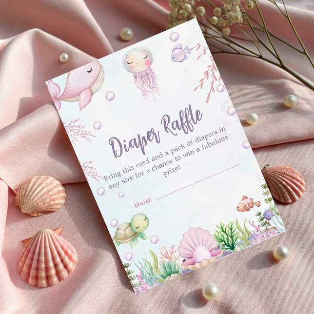 Unter dem Meer Pearl Baby Dusche - Windeln Begleitkarte (Von Creator hochgeladen)