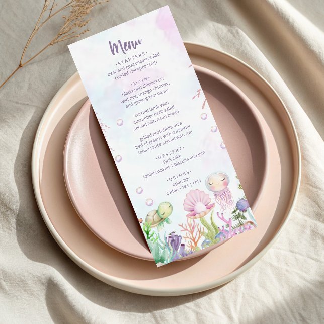 Unter dem Meer Pearl Baby Shower Menükarte (Von Creator hochgeladen)