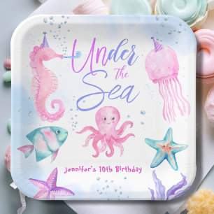 Unter dem Meer! Pink Ocean Girl 10. Geburtstag Pappteller