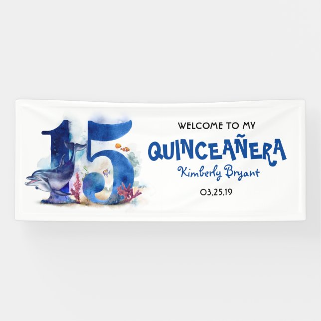Unter dem Meer Quinceanera 15. Geburtstag Banner (Horizontal)