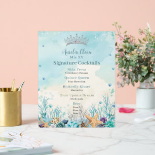 Unter dem Meer Quinceanera Cocktails Bar Menu Acrylschild