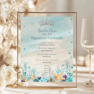 Unter dem Meer Quinceanera Cocktails Bar Menü Poster