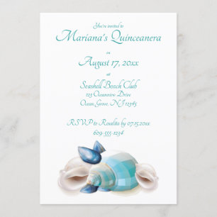 Unter dem Meer Quinceanera Party Aquamarine Musche Einladung