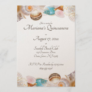 Unter dem Meer Quinceanera Party Seashells Grenze Einladung