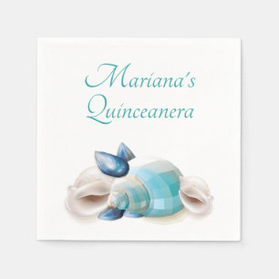 Unter dem Meer Quinceanera-Party Teal Blau Meeresm Serviette