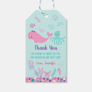 Unter dem Meer rosa Lila Babydusche Geschenkanhänger