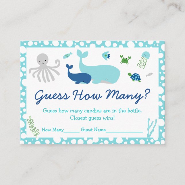 Unter dem Meer schätze, wie viele Spiel Begleitkarte (Vorderseite)