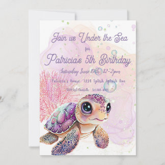 Unter dem Meer, Schildkröte 5. Geburtstag, Einladung