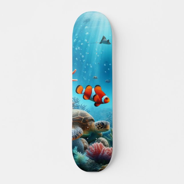 Unter dem Meer, Schildkröte, Korallen, Schiff, Clo Skateboard (Vorne)