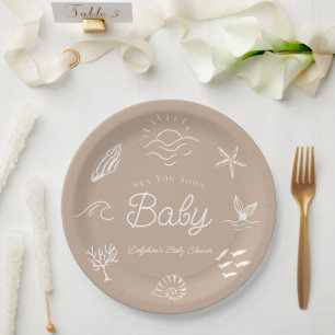 Unter dem Meer sehen wir uns bald Braune Babyparty Pappteller