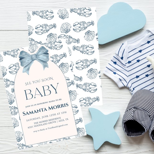 Unter dem Meer Strand Thema mit Muschel Design Bab Einladung (Von Creator hochgeladen)