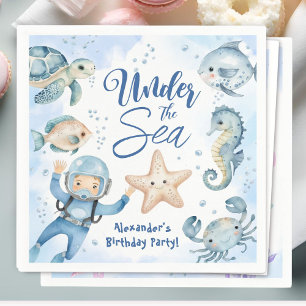 Unter dem Meer! Süße Jungen Blau Ozean Geburtstags Serviette