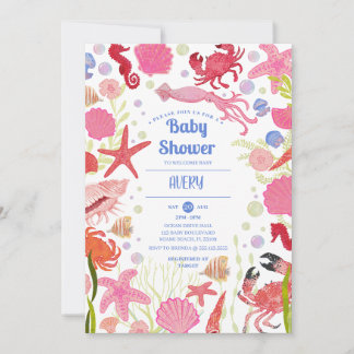 Unter dem Meer Themed Baby Shower Einladungen