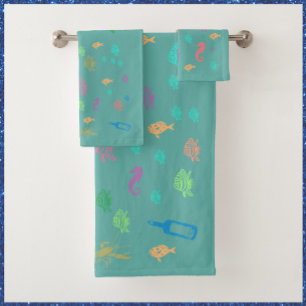 Unter dem Meer Themed Ocean Blue Handtuch Set