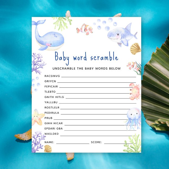 Unter dem Meer Tier Baby Word Scramble (Von Creator hochgeladen)