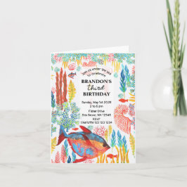 Unter dem Meer Tieraquarell Geburtstag Einladung