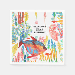 Unter dem Meer Tieraquarell Geburtstag Serviette