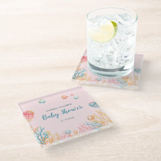 Unter dem Meer Tiere Farbige Babyparty Glasuntersetzer
