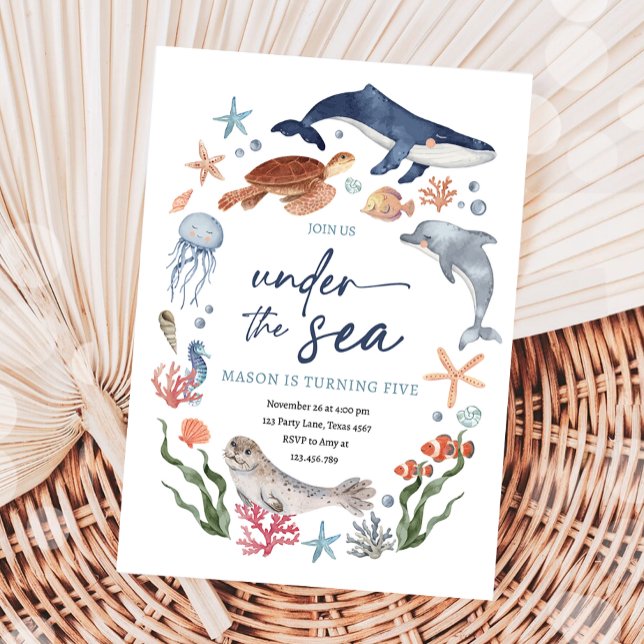 Unter dem Meer Tiere im Nautischen Ozean Junge Geb Einladung (Von Creator hochgeladen)