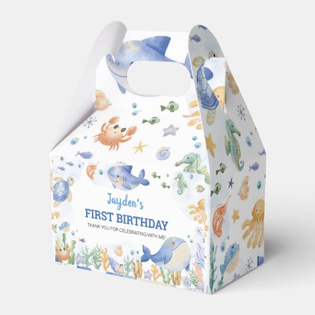 Unter dem Meer Tiere Jungen Geburtstag Geschenkschachtel (Vorderseite)