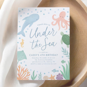 Unter dem Meer Tiere zum Geburtstag Einladung