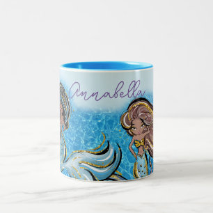 Unter dem Meer verzauberte dunkle Skin-Mermaiden Zweifarbige Tasse