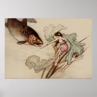 Unter dem Meer verzaubertes Vintages Kunstposter Poster