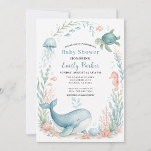 Unter dem Meer Wal-Baby-Party Einladung