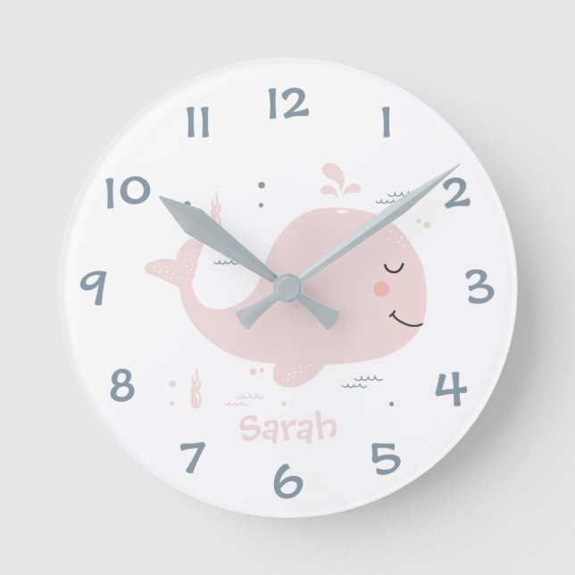 Unter dem Meer Wal Kids Kinderzimmer Wall Clock Runde Wanduhr (Vorderseite)