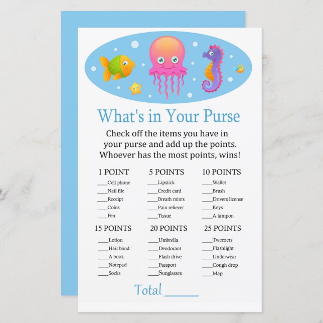 Unter dem Meer Was ist in Ihrem Geldbeutel Baby Sh (Vorne/Hinten)