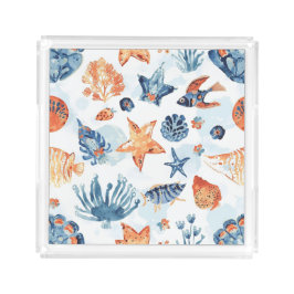 Unter dem Meer | Wasserfarbe Korallen Meeres Tiere Acryl Tablett
