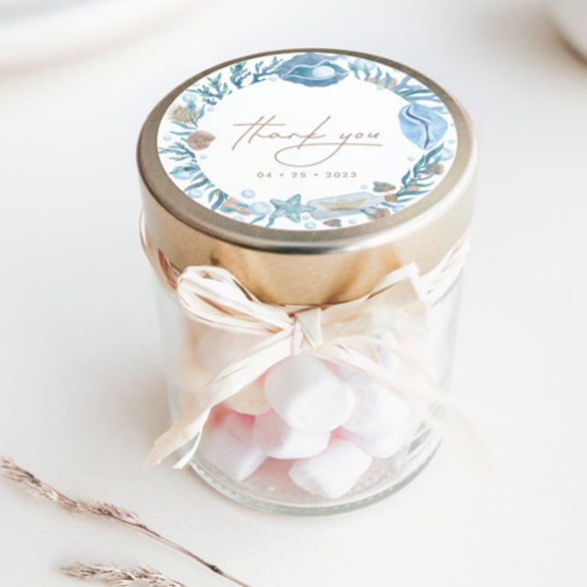 Unter dem Meer Wasserfarbe Nautic Vielen Dank für  Runder Aufkleber (Von Creator hochgeladen)