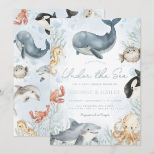 Unter dem Meer Whale Baby Dusche Einladung