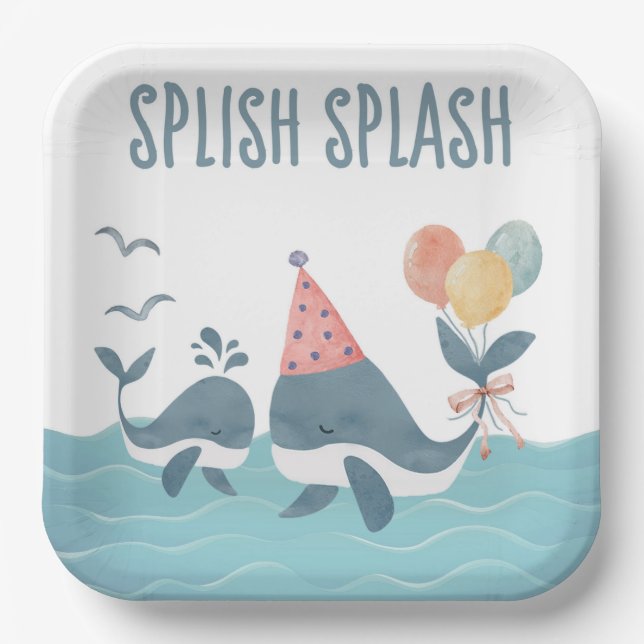 Unter dem Meer Whale Beach Babydusche Pappteller (Vorderseite)
