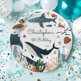 Unter dem Meer Whale Shark Sea Life 1. Geburtstag Pappteller